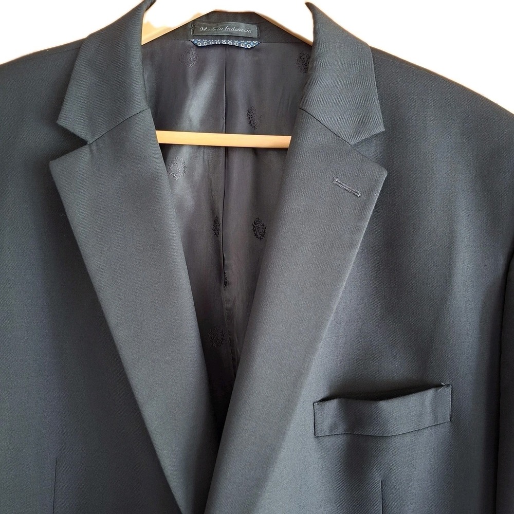 Ralph Lauren Sport Coat Wool Black Blazer Jacket Mens Size 50, Black Label